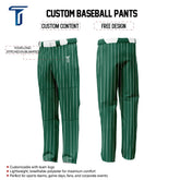 Custom Green White Pinestripe Stretch Practice Loose-fit Baseball Pants